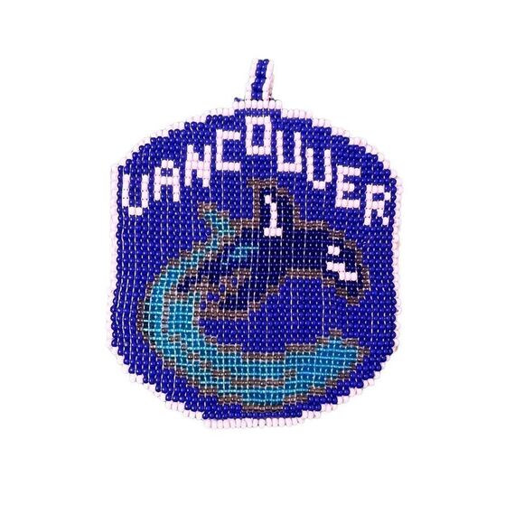 Handcrafted Beaded Vancouver Canuck's Medal - No Chain NHL Hockey - Picture 1 of 6